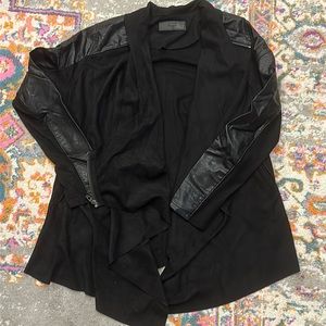 Blank NYC Drape Front Faux Suede and Leather Jacket
